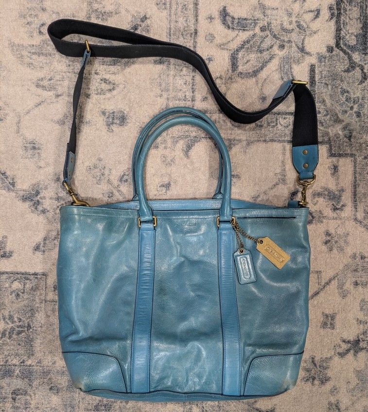 COACH Large Blue Leather Shoulder Bag