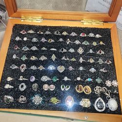 JEWELRY LOT !! 53 RINGS MARKED .925 SILVER AND MORE ! 