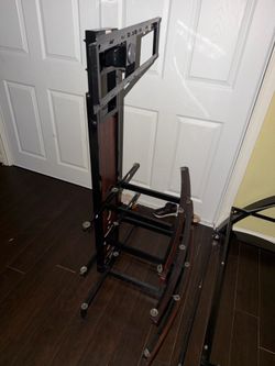 Tv stand with black glass shelves