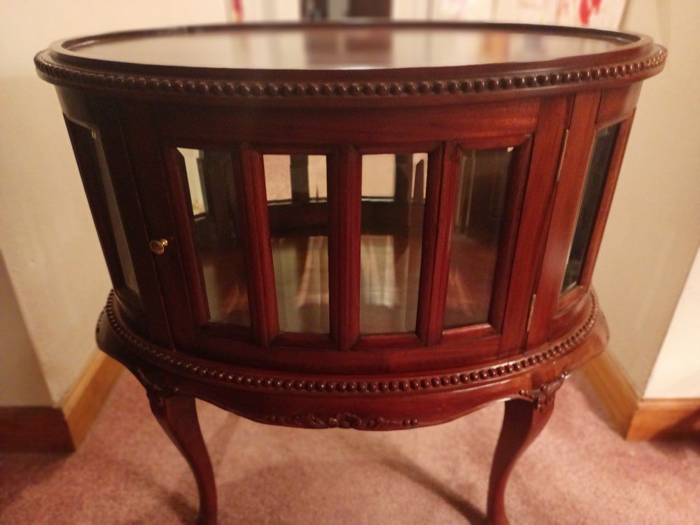 Over Mahogany Butler's Curio Table With Trey.