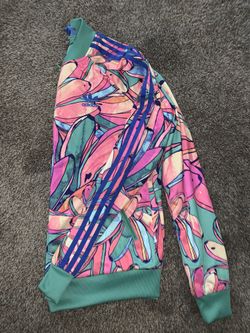 Vintage floral adidas zip up sweater