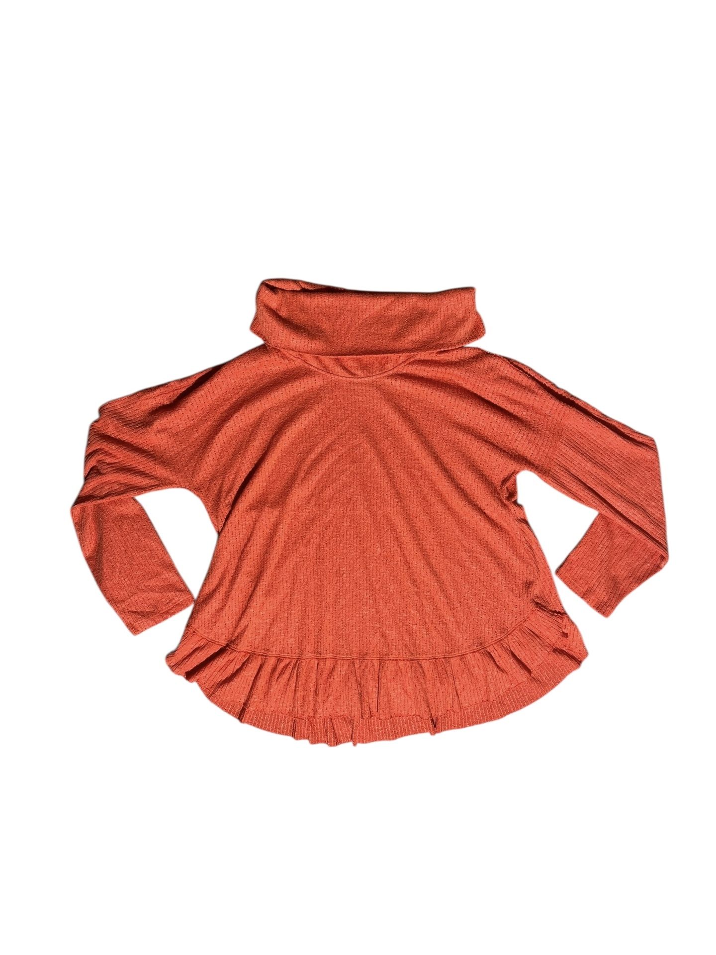 Maeve Anthropologie Orange Ruffle Hem Cowl Neck Sweater Top