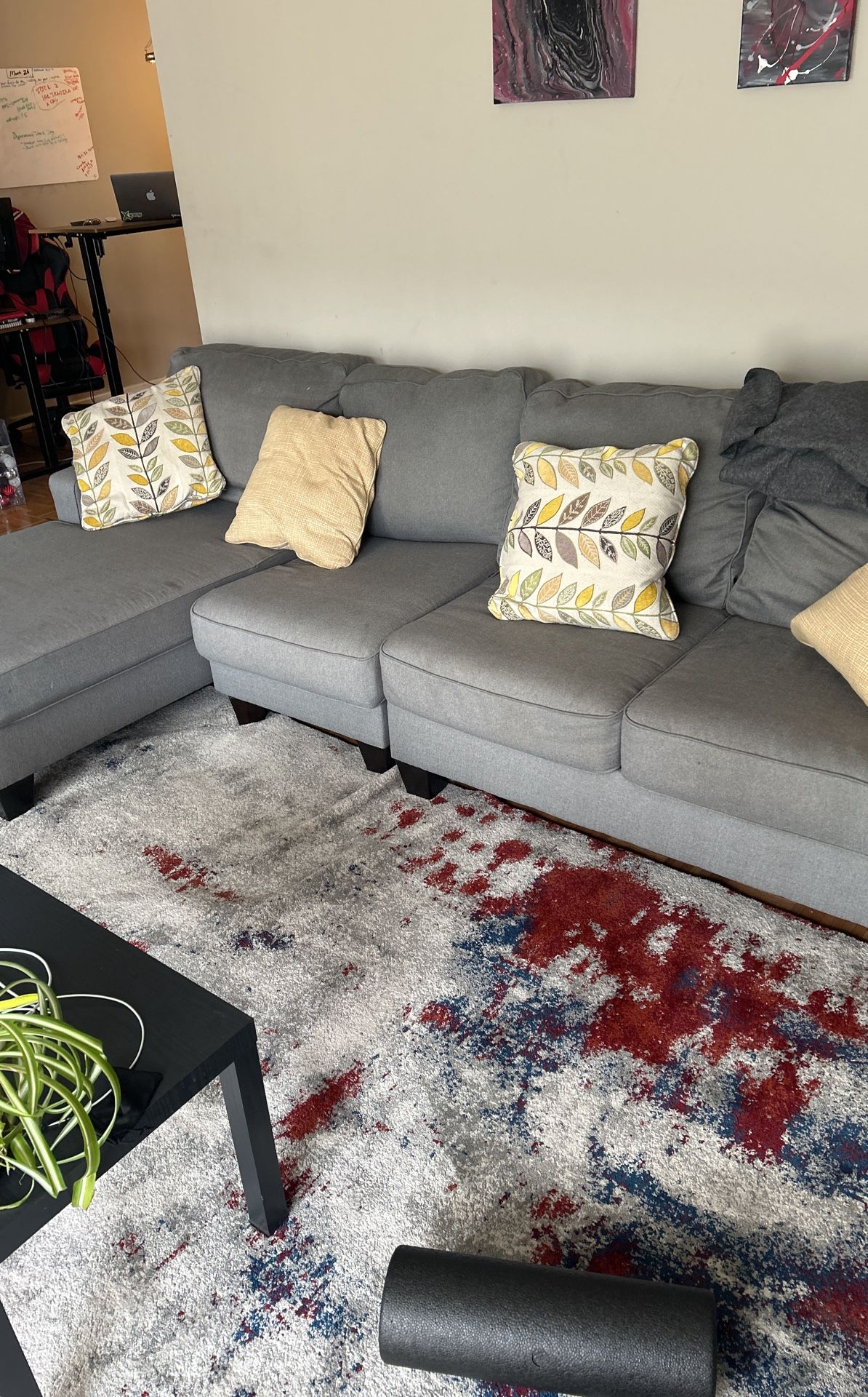 Grey L Shaped Couch W/ Pillows