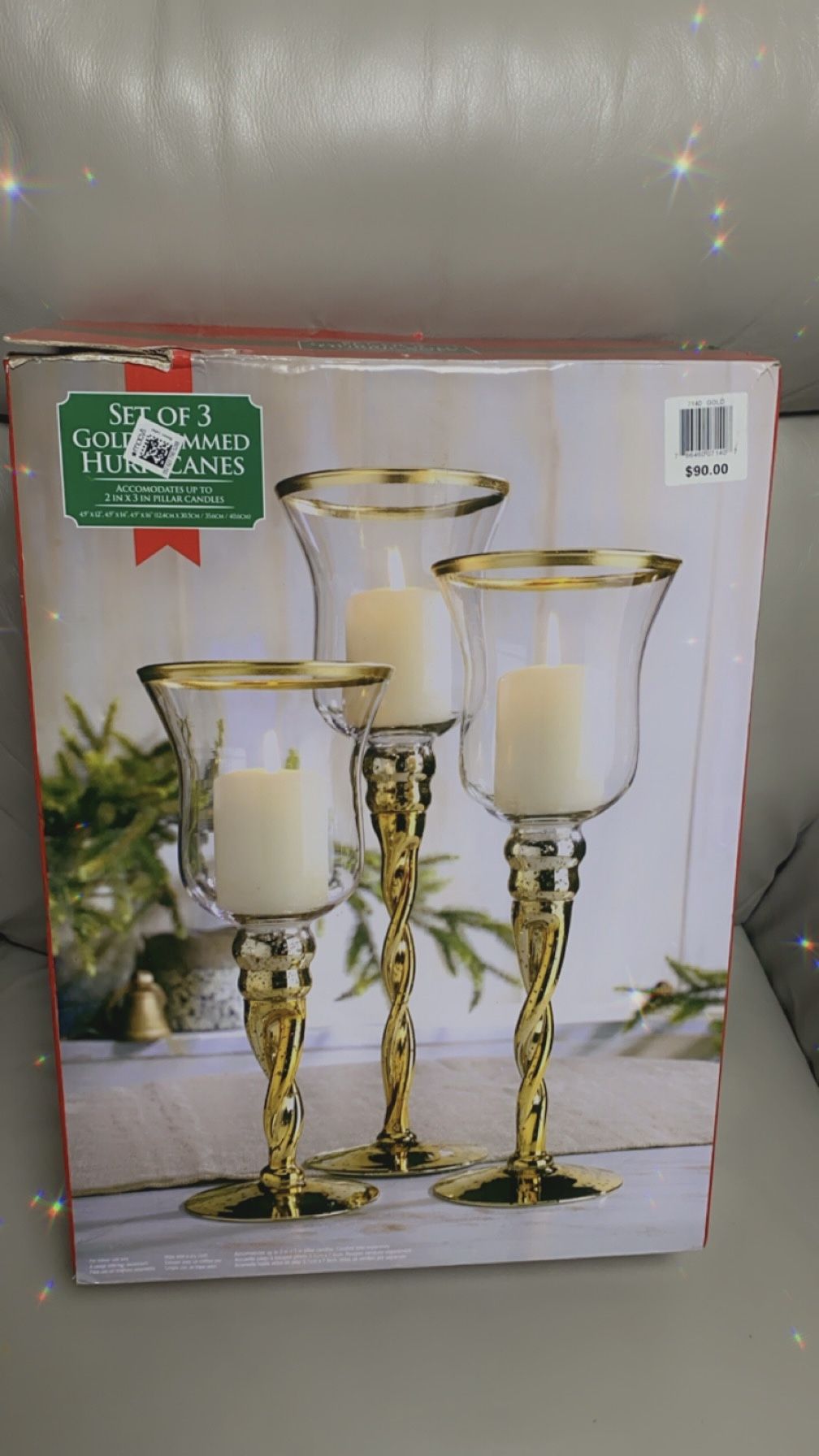 New set of 3 gold stemmed hurricanes Pick up in Liverpool ny Price 10.00❤️❤️