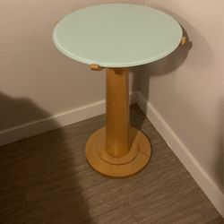 Light Blue Round Glass Table