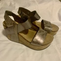 Pierre Dumas Wedge Sandals Metallic 8.5