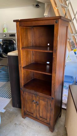 Wood Bookcase / Media Tower with Cabinet
