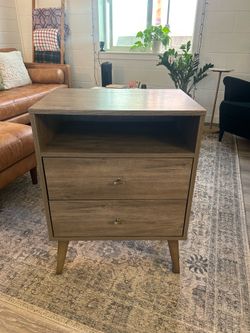 Mid-Century Modern 2 Drawer Nightstand