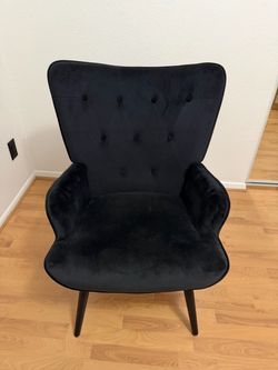 Black velvet wingback side chair