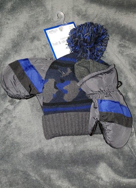 Beanie & Ski Gloves Set CAPELLI NEW YORK Size 2t-4t
