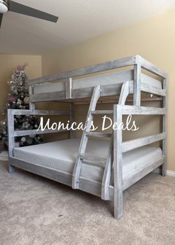 Solid Wood Twin/Full Bunk Bed With Both Mattresses $600