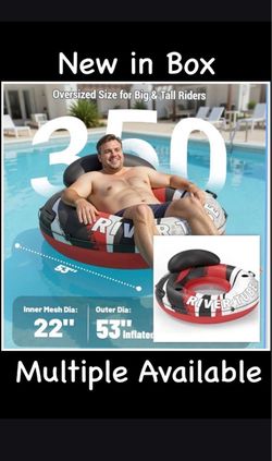 NEW XL Big & Tall Riders 53” Heavy-Duty River Tubes / Connectible Pool Floats (Supports 350 lbs)