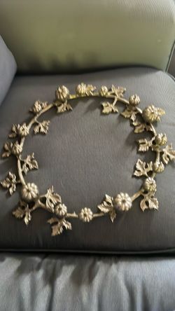 Gold-Tone Metal Floral Wreath Decor