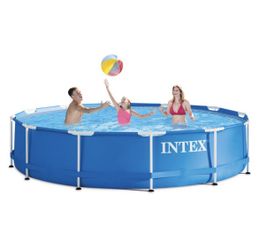 Intex 12’ X 30” Metals Frame Round Above Ground Swimming Pool With Filter And Pump