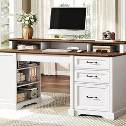 55'' Farmhouse Executive Desk with Drawers