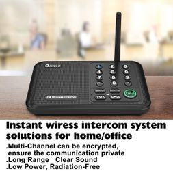 Qniglo Wireless Intercom System 10 Channel 1/2 Mile Long Range FM Wireless Intercoms for Home, Office, Business (3 Stations, Black)