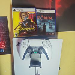 PS5 Controller, Charger, Cyberpunk 2077 With Phantom Liberty, Rise Of The Ronin