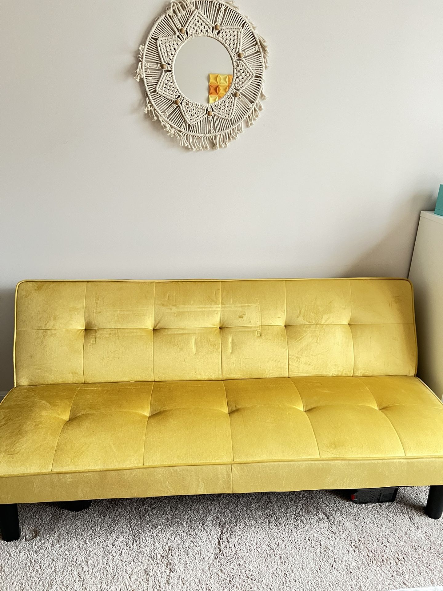 Soft Velvet Upholstered Futon- New, $150 @ Rockville
