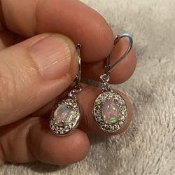 Premium Ethiopian Welo Opal, Tanzanite & White Lever Back Earrings - new! 