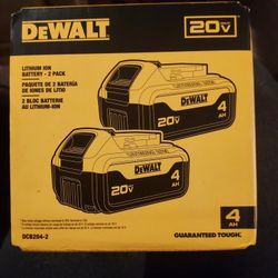 DEWALT LITHIUM ION BATTERY 2 PACK 4AH.