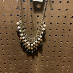 Fancy Layered Beaded Silver Necklace ($15)