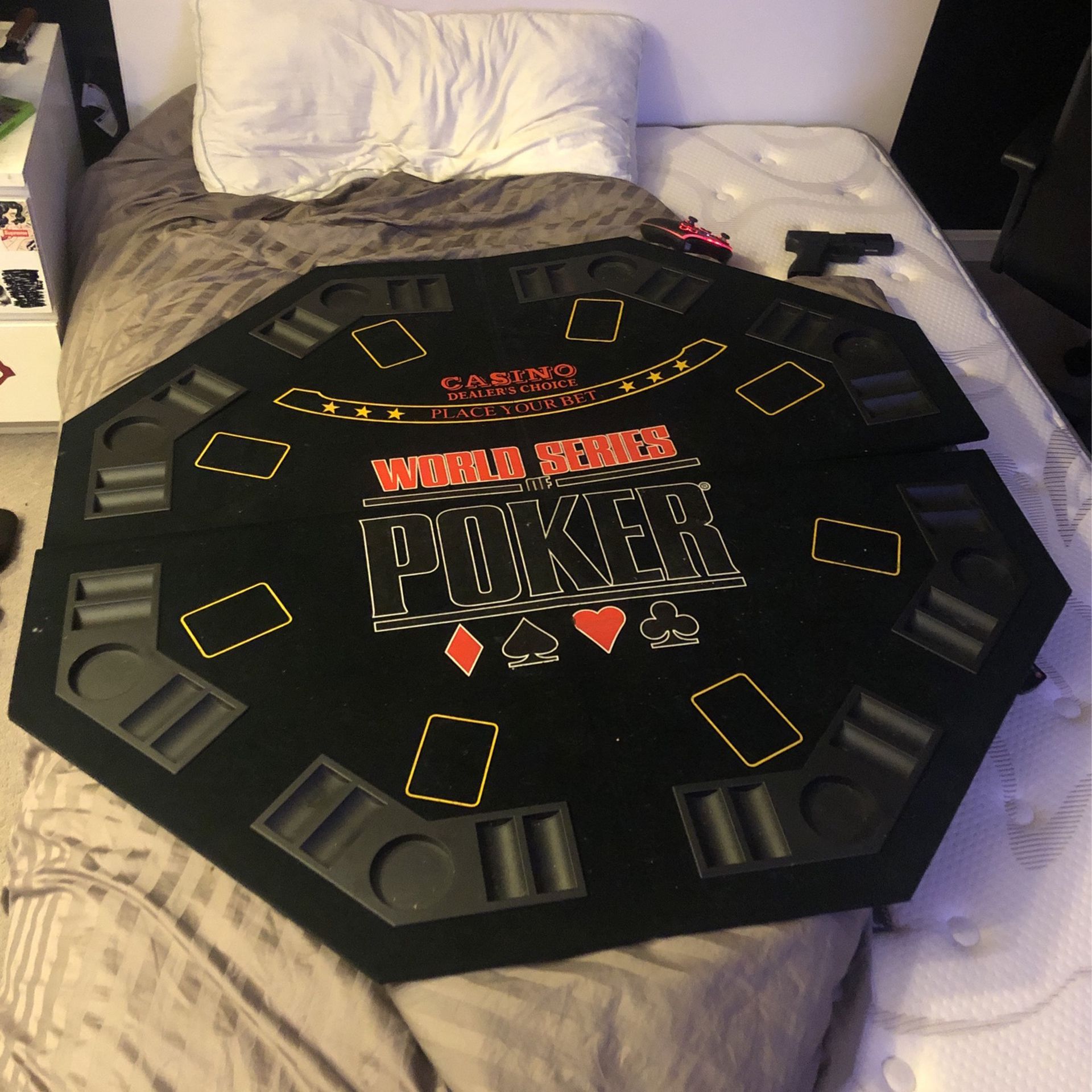 WSOP poker table top with chip holders and cup holders