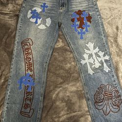 Chrome hearts patchwork denim