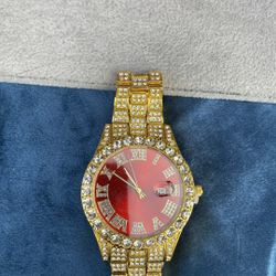 Red Gold Bling Out Watch 
