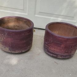 2 Clay Flower Pots 