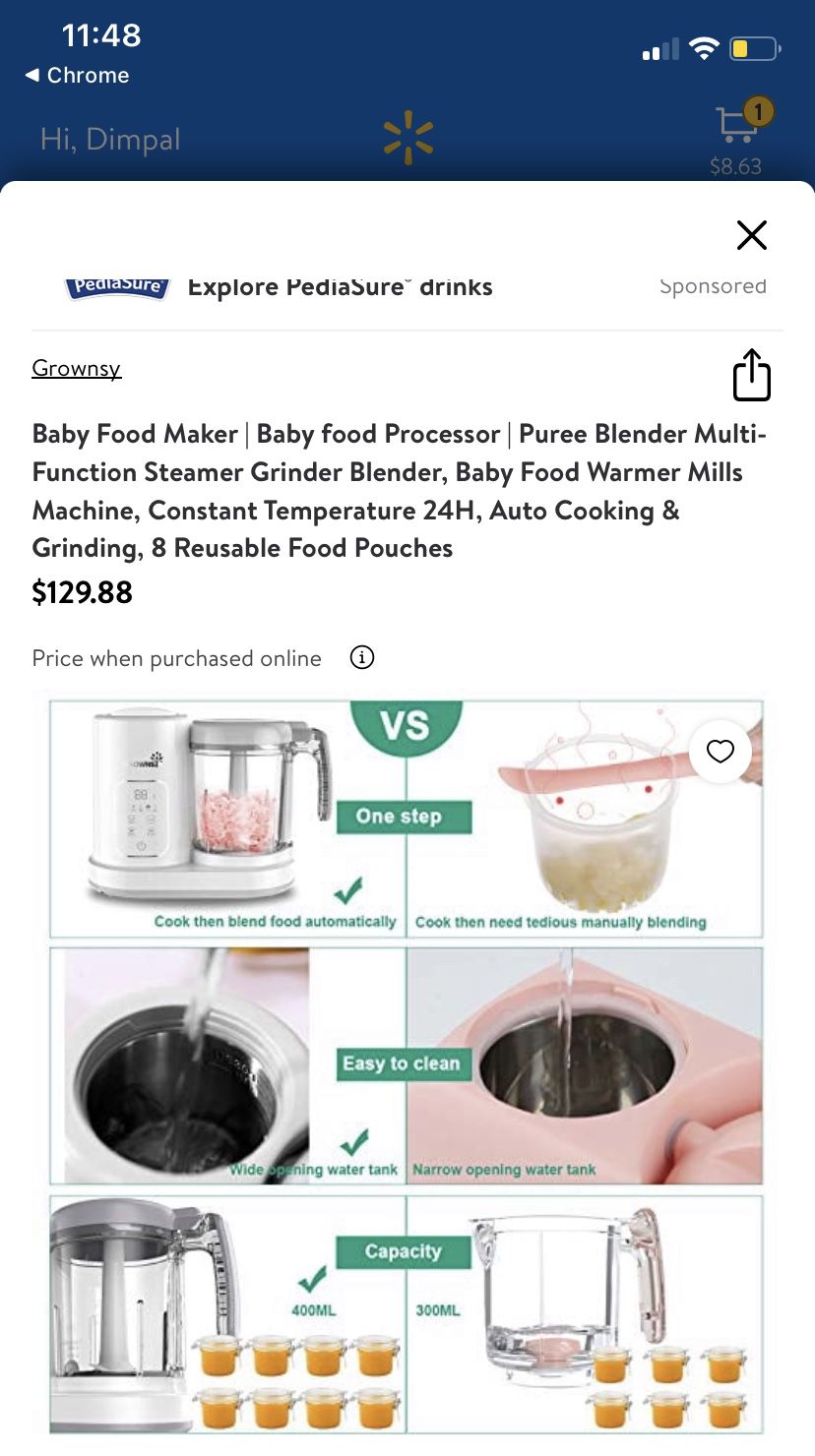 Baby Food Maker | Baby Food Processor | Puree Blender Multi-function Steamer Grinder Blender Baby Food Warmer Mills Machine Constant Temperature