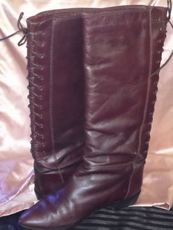Vintage Brown Leather Lace-Back Riding Boots | Made in Spain | Size 10B