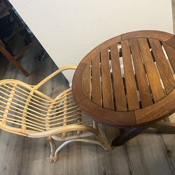 Rattan Chair And Teak Table Children’s Set