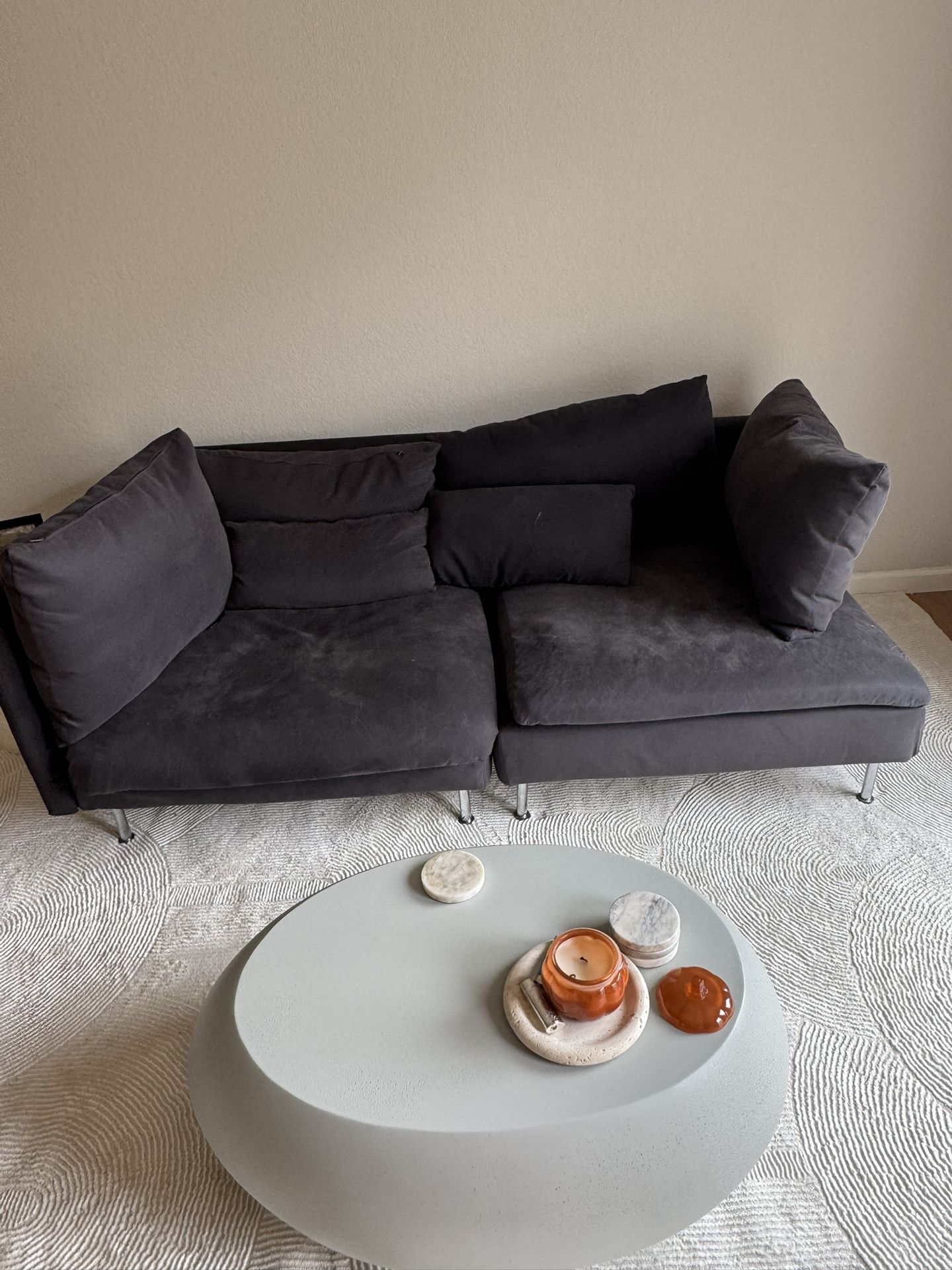 two separate sections of a sectional couch