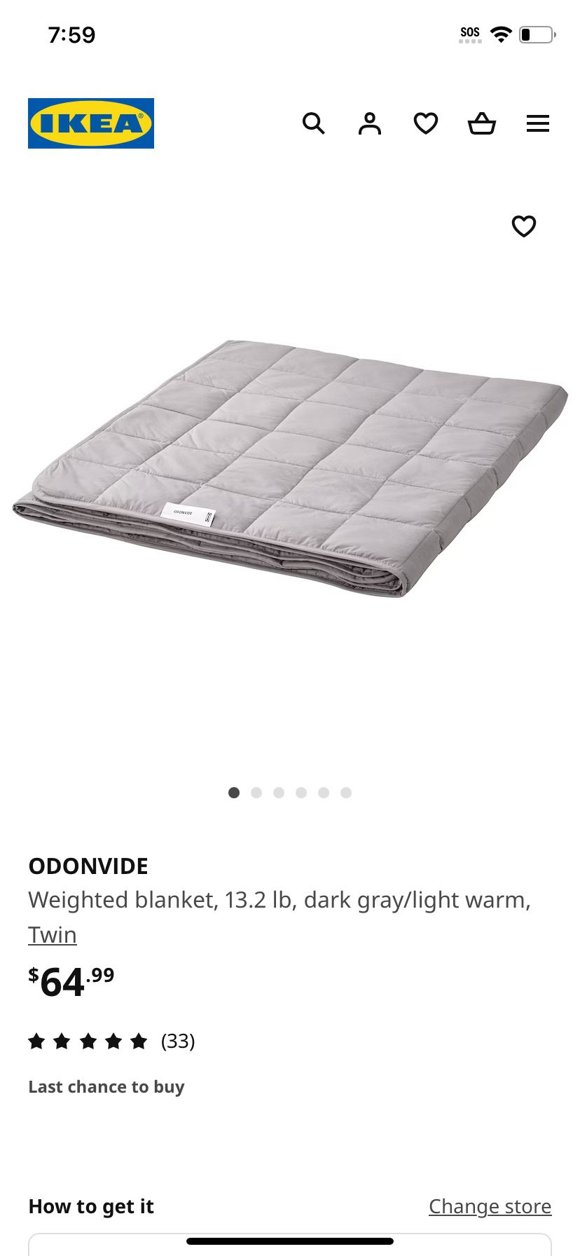IKEA Weighted blanket $65 Original 