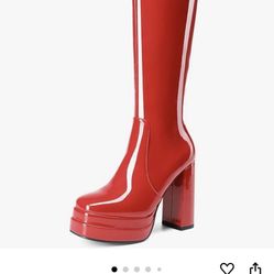 Red Leather Gogo Boots
