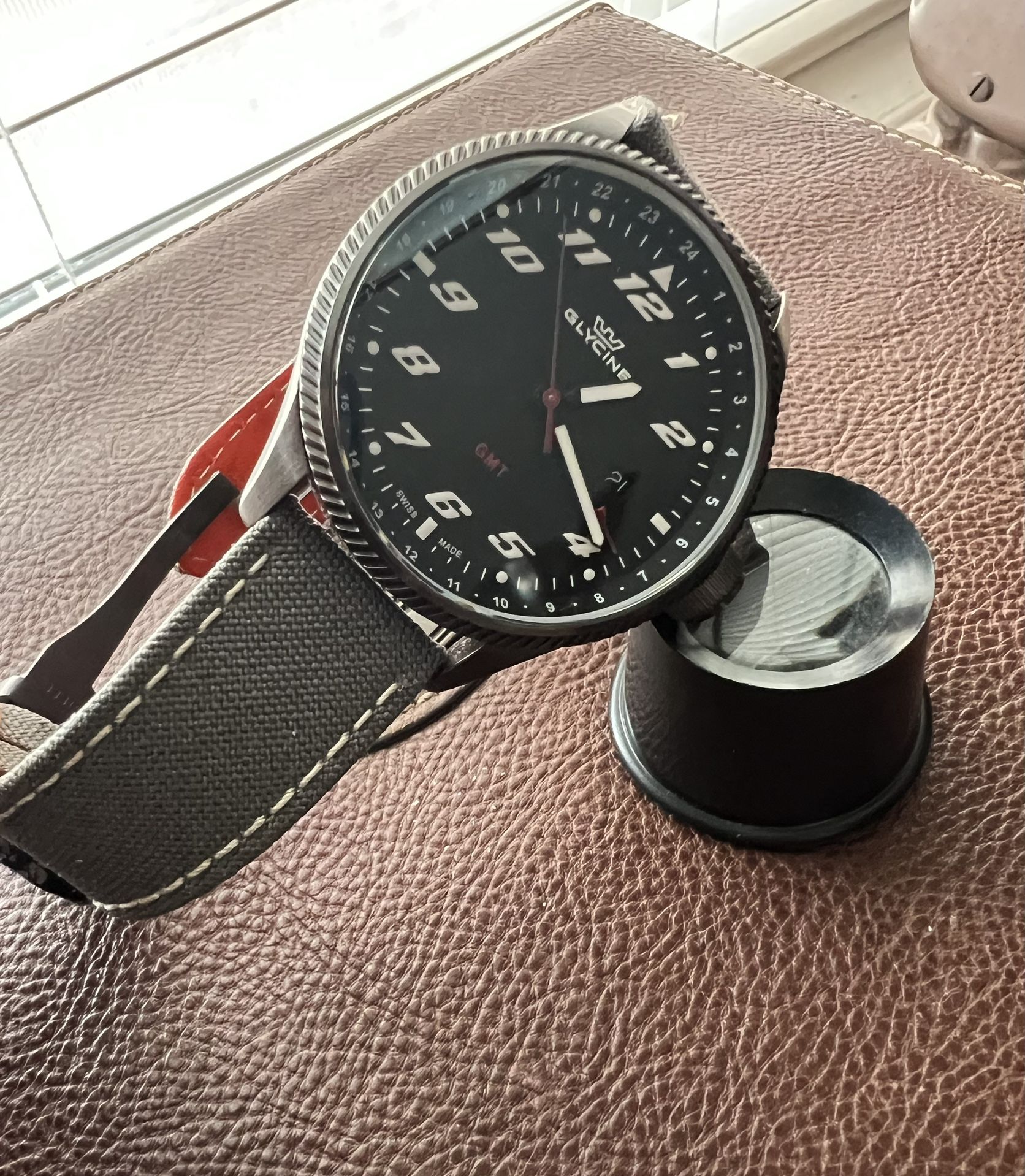 Glycine Airman Heritage GMT GL1006 Flieger Pilot Mens Wristwatch Watch