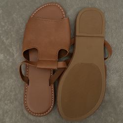 Dark Brown Flat slides 