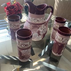 Talavera Pitcher and Cups 