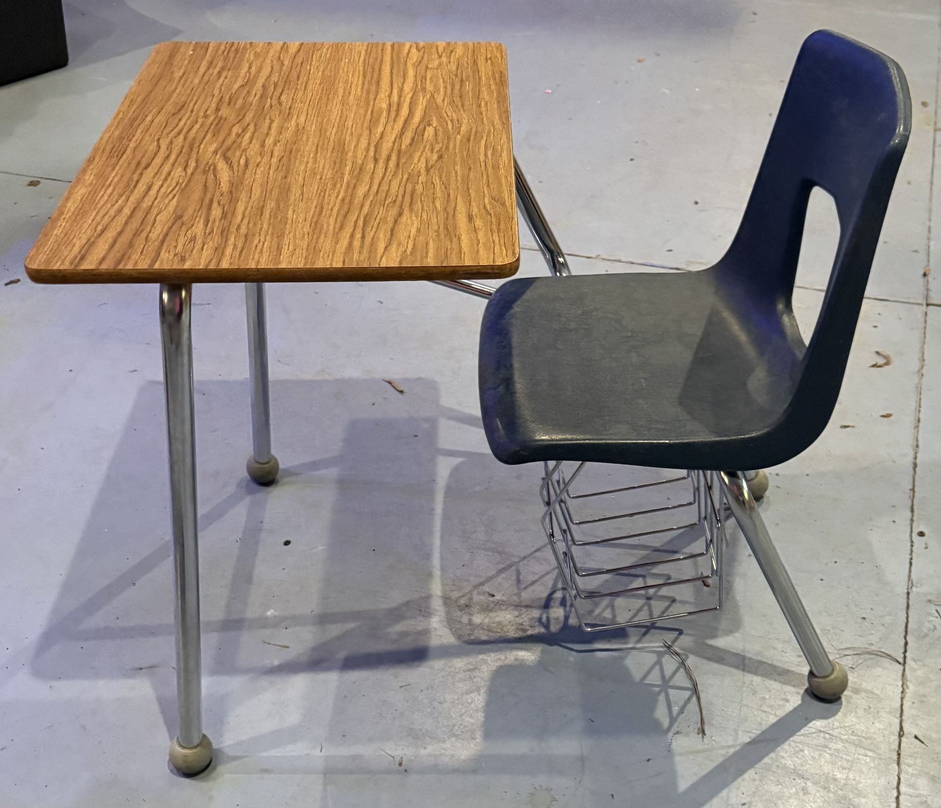 School Desk W Book Basket