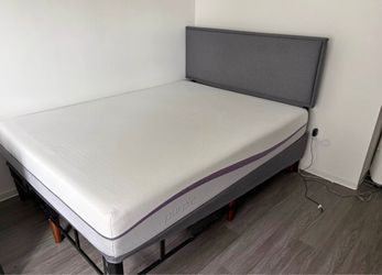 Purple (queen) mattress with bed frame