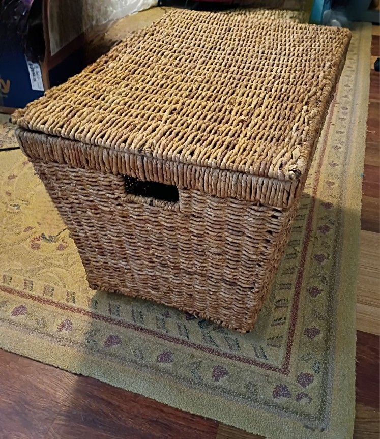 Rolling Basket With Lid 24"x16" Storage Blankets Toys
