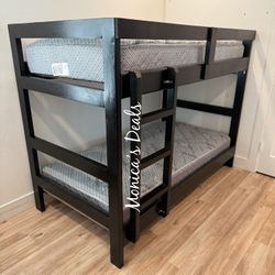 Solid Wood Twin/Twin Bunk Bed With Mattresses $560