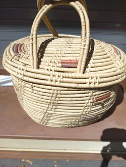 Vintage Hand-Woven Raffia Storage baskets