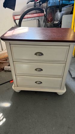 Cream and wood bedside table