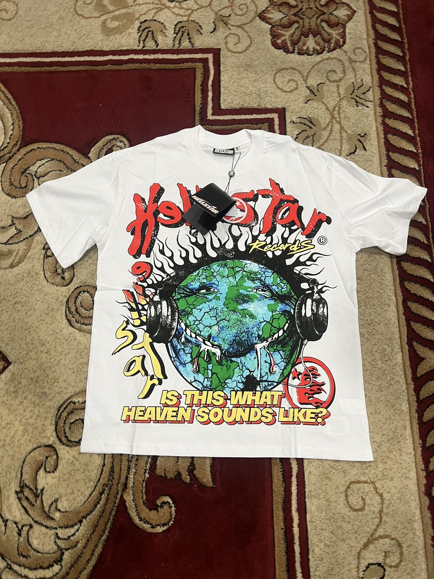 Hellstar white tee with red and yellow accents #hellstar #skater