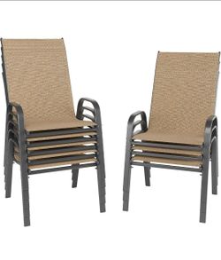 Patio Chairs Set of 8, Outdoor Dining Chairs Stackable for All Weather, Breathable Metal Modern Outside Furniture Chair for Pool Side