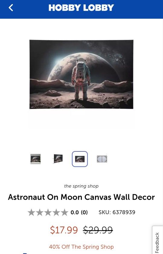 Astronaut On Moon Canvas