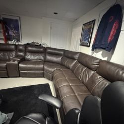 Brown Leather Sectional Couch
