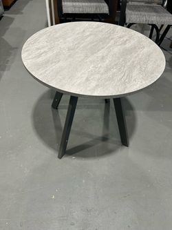 New-Zerifevni 34.6'' Round Dining Table Mid Century Modern Small Round Coffee Table, Saving Space (Small Grey Table)