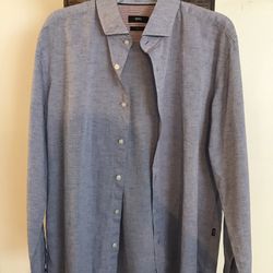 Men’s Hugo Boss Light Blue 100% Cotton Slim Fit Dress/Casual Shirt - Size Large